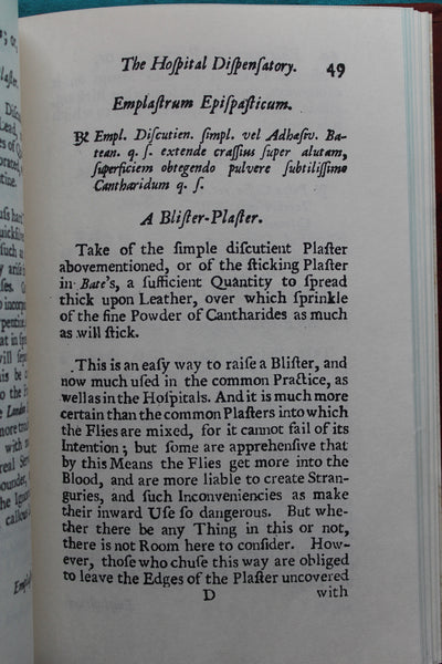 Pharmacopoeia Pauperum : or the hospital dispensatory : containing the chief medicines now used in the hospitals of London : with suitable instructions for their common use / by Henry Banyer . 1721 -  Leather-Bound Modern Reprint