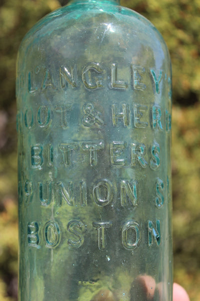 Old Apothecary Bottle  - Circa 1850 to 1860 - Polished Pontil - Dr. LANGLEY'S ROOT & HERB BITTERS - 99 UNION St. BOSTON - Very Fine Condition - Lots of Character with Whittle, Bubbles and More  -  Please No Discount Codes On This Listing