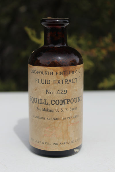 Old Apothecary Bottle  - Circa 1900 to 1920- FLUID EXTRACT N0. 429 - SQUILL COMPOUND - Eli Lilly Co., Indianapolis, U.S. A. Fine Condition  - Please No Discount Codes On This Listing