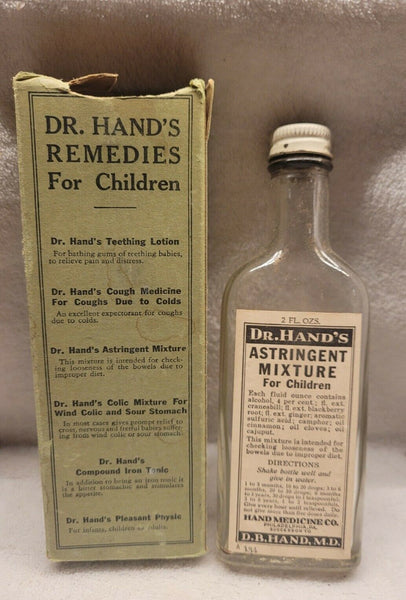 Old Apothecary Bottle - Dr. Hand's Astringent Mixture Original Label & Box Philadelphia Pennsylvania- Please No Discount Codes On This Listing