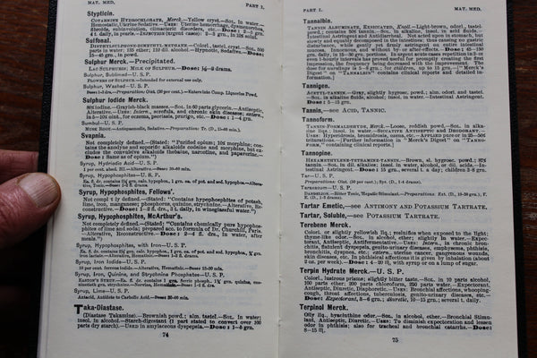 MERCK'S 1899 MANUAL of the MATERIA MEDICA - Chemicals and Drugs Used In Modern Medical Practice - Very Fine Condition