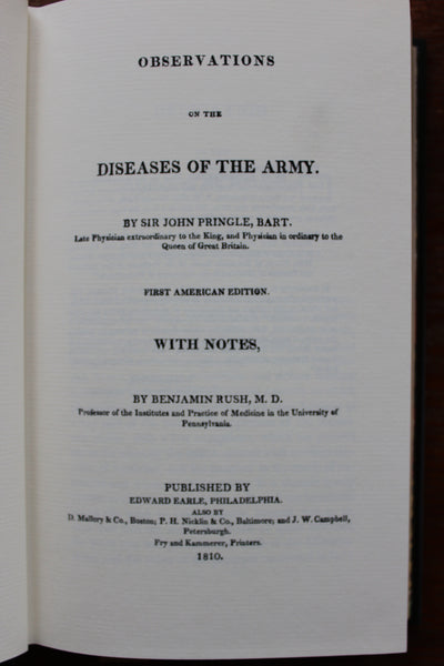Observations on the Diseases of the Army. The Classics of Medicine Library - Beautiful Leather Reprint of Classic 1810 Work