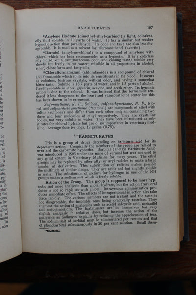 Veterinary Pharmacology Materia Medica Therapeutics. H J Milk. 1949. 6th Ed.