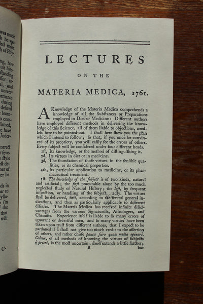 Classics of Medicine Library:  Materia Medica - William Cullen M.D., 1773 Leather Bound Reprint