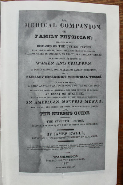 The Medical Companion or Family Physician, Leather Bound Reprint of Rare 1827 Work by James Ewell