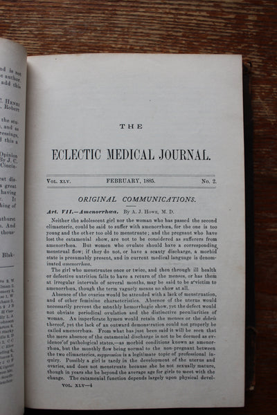 Eclectic Medical Journal Volume 45. 1885 Original Publication - Rare