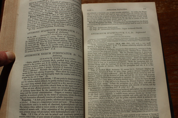 1890 THE DISPENSATORY Of The United States - 16th Edition - Wood & Bache - Hardcover VOLUME 1