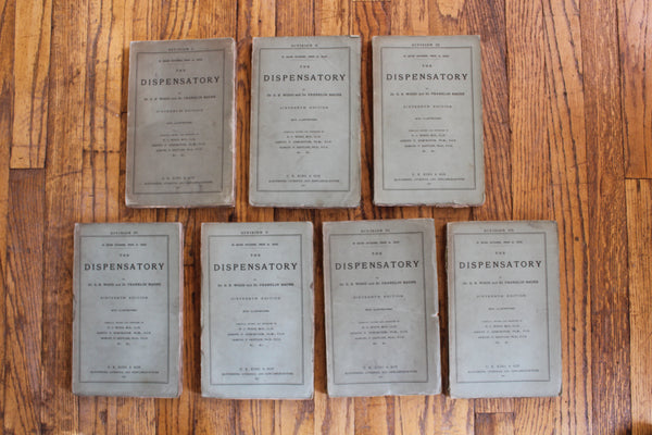 1890 THE DISPENSATORY - 16th Edition - Wood, Remington, & Sadtler, - In 7 Parts (paper edition) Extremely Rare