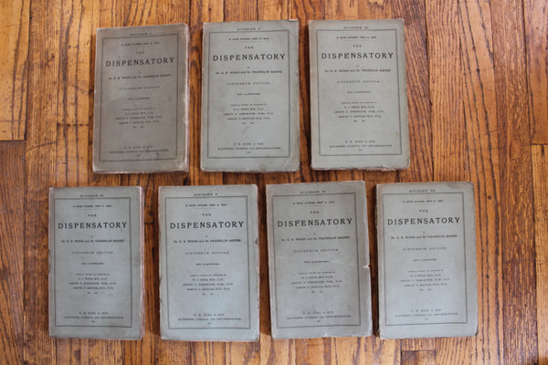 1890 THE DISPENSATORY - 16th Edition - Wood, Remington, & Sadtler, - In 7 Parts (paper edition) Extremely Rare