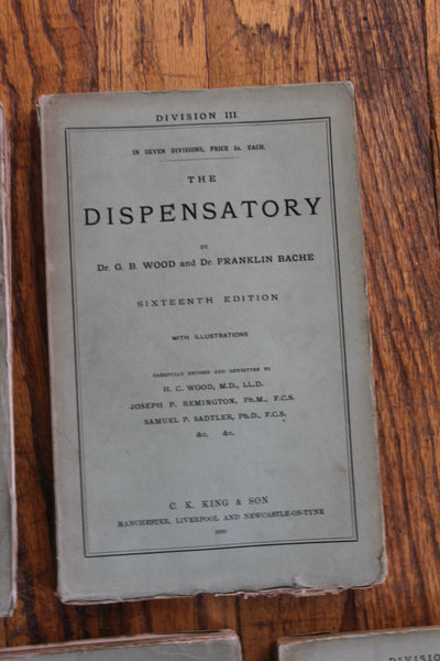 1890 THE DISPENSATORY - 16th Edition - Wood, Remington, & Sadtler, - In 7 Parts (paper edition) Extremely Rare