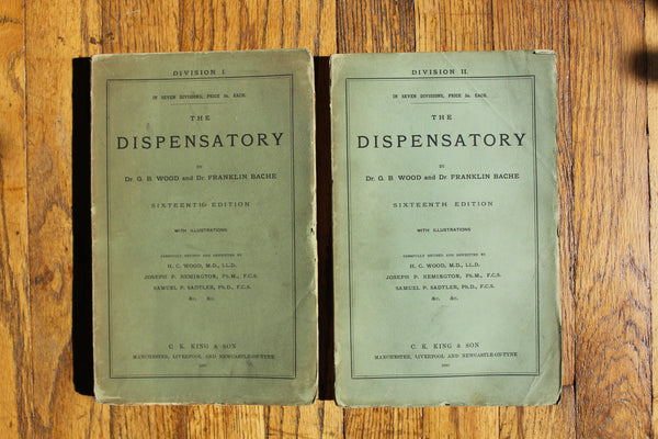 1890 THE DISPENSATORY - 16th Edition - Wood, Remington, & Sadtler, - In 7 Parts (paper edition) Extremely Rare