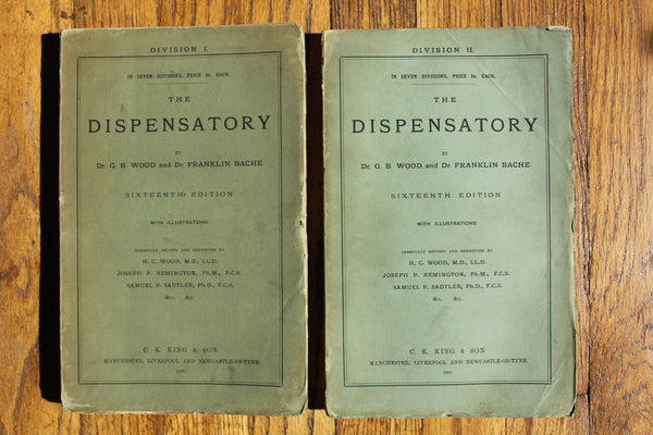 1890 THE DISPENSATORY - 16th Edition - Wood, Remington, & Sadtler, - In 7 Parts (paper edition) Extremely Rare