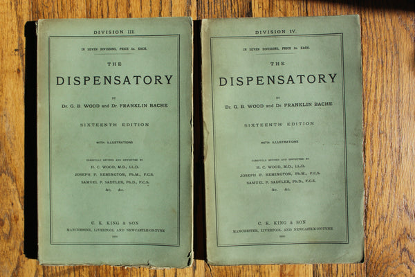 1890 THE DISPENSATORY - 16th Edition - Wood, Remington, & Sadtler, - In 7 Parts (paper edition) Extremely Rare