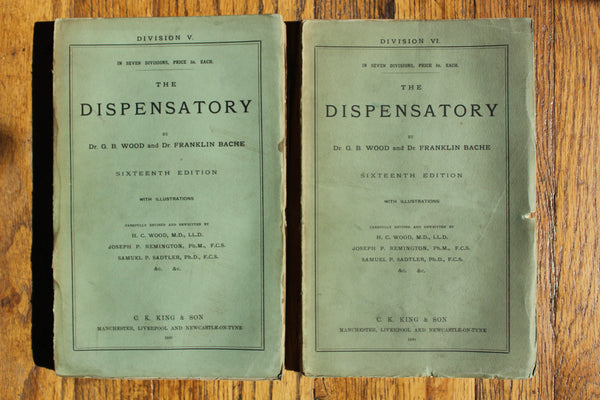 1890 THE DISPENSATORY - 16th Edition - Wood, Remington, & Sadtler, - In 7 Parts (paper edition) Extremely Rare