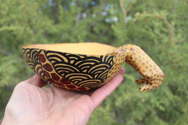 FUND RAISER -   Beautiful Artist Carved Wooden Bowl with Leopard From Mozambique -  Please No Discount Codes On This Listing!