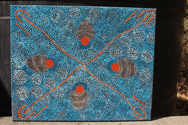 FUND RAISER -  Original Australian Aboriginal Dot Painting   " Sugar Bag" By famous Artist - Janet Forrester  - Please No Discount Codes On This Listing!