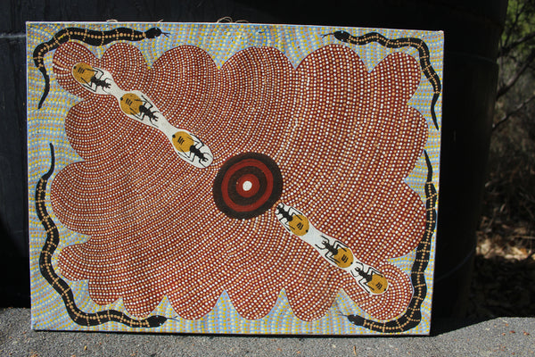 FUND RAISER -  Original Australian Aboriginal Dot Painting   By famous Artist - Amy Dixon - " Honey Ants"  - Please No Discount Codes On This Listing!