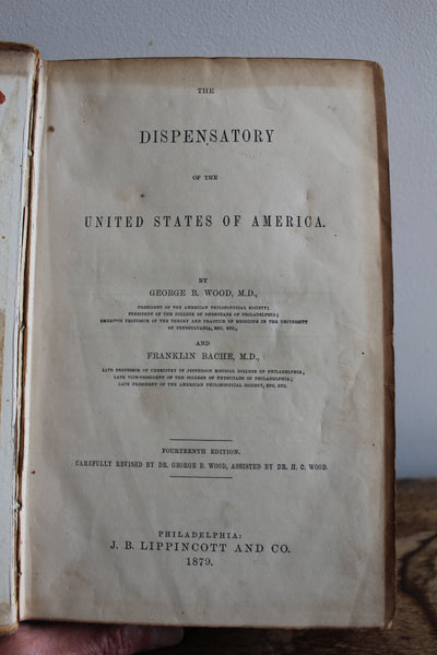 1879 The Dispensatory of the United States by Wood & Bache 14th Edition