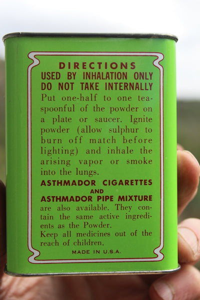 MEDICINE PHARMACY TIN DR. R. SCHIFFMANN'S ASTHMADOR Los Angeles, CA. W/Contents