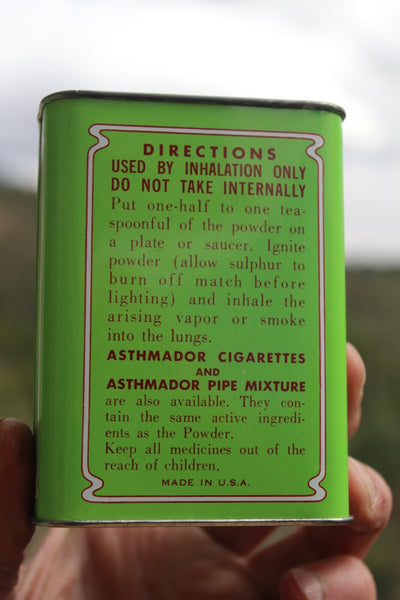MEDICINE PHARMACY TIN DR. R. SCHIFFMANN'S ASTHMADOR Los Angeles, CA. W/Contents