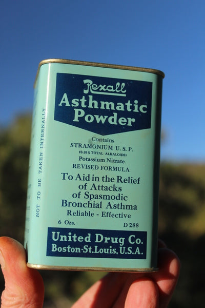 MEDICINE PHARMACY TIN REXALL ASTHMATIC POWDER United Drug Co. W/Contents MINT