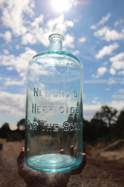 FUND RAISER - Medicine Pharmacy Bottle NEWBRO'S HERPICIDE FOR THE SCALP - RARE LARGE 128 oz.