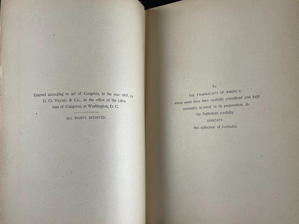 1893 - The Era Formulary, 5000 Druggist Medicine Remedy Recipes & Processes Bitters, etc. AN IMPORTANT RESOURCE