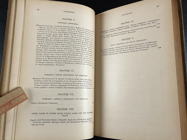 1876 Midwifery 1st, Playfair, Pregnancy Birth Obstetrics, Leather Medical Book - RARE