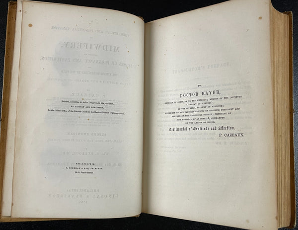 VERY RARE - 1860 Cazeaux's Midwifery, Pregnancy Illus. Medicine Medical Leather Bound Book