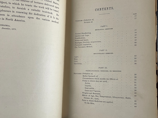 1876 Materia Medica, Biddle, Medicinal Plants, Poison Antidotes, etc. - Very Good Condition of Scarce Work