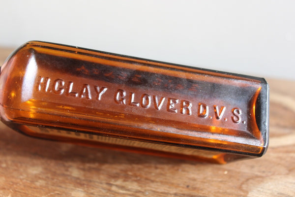 MEDICINE BOTTLE GLOVER'S MANGE MEDICINE Label Embossed Fine Condition