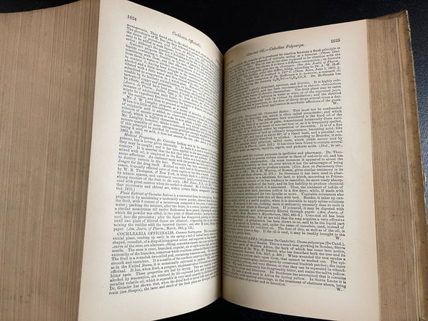 The Dispensatory of the United States of America; George B. Wood and Franklin Bache; J. B. Lippincott, Philadelphia; 1882; 14th edition; 1879 pages. BEAUTIFUL COPY!