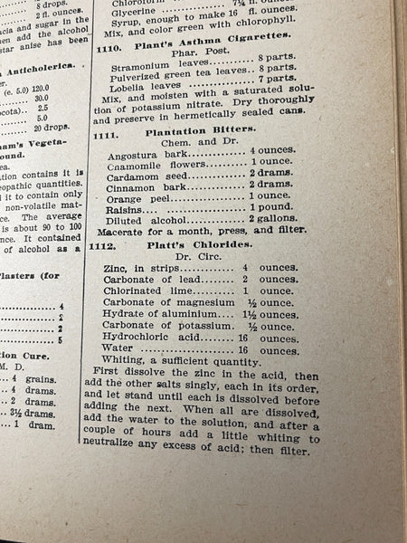 1893 - The Era Formulary, 5000 Druggist Medicine Remedy Recipes & Processes Bitters, etc. AN IMPORTANT RESOURCE