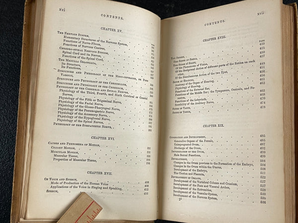 1857 Manual of Physiology Kirkes, Medical Leather Bound Heart Brain Vision Illus., Very Good Copy Of Rare Work!