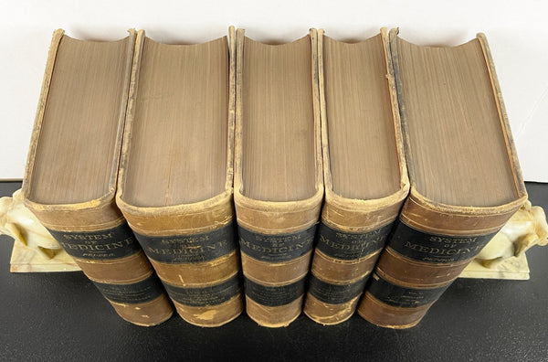 1885 1886 System of Medicine, Pepper, 1st, Complete 5 Vol Leather Bound Book Set VERY RARE AS A SET THIS NICE!