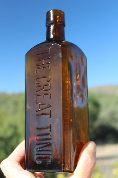 MEDICINE BOTTLE - WAIT'S WILD CHERRY TONIC THE GREAT TONIC Near Mint!