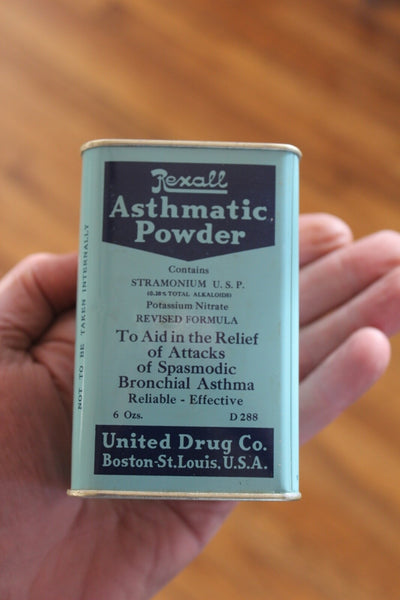MEDICINE PHARMACY TIN REXALL ASTHMATIC POWDER United Drug Co. W/Contents MINT