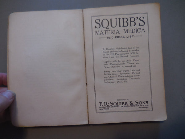 Squibb's Materia Medica, 1910 Price List and Product Catalog