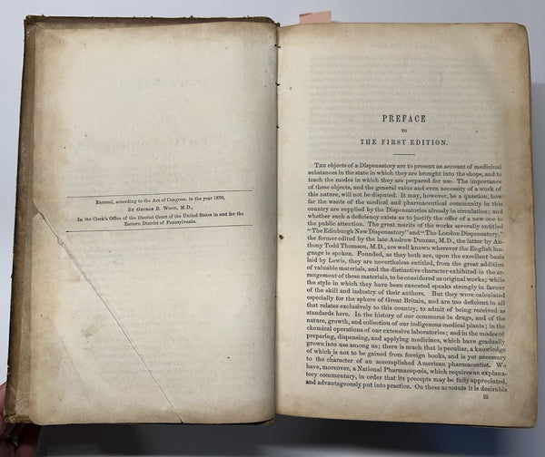 Dispensatory of the United States Wood & Bache 13th Ed. 1872 Leather Bound Illus - An Inexpensive and Usable copy!