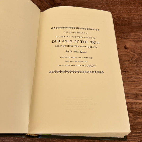 The Classics of Medicine Library "Diseases of the Skin" Moriz Kaposi Leather Bound Reprint of 1895 Classic Work