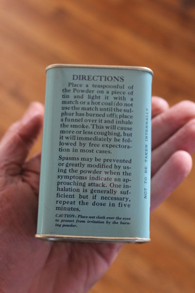 MEDICINE PHARMACY TIN REXALL ASTHMATIC POWDER United Drug Co. W/Contents MINT