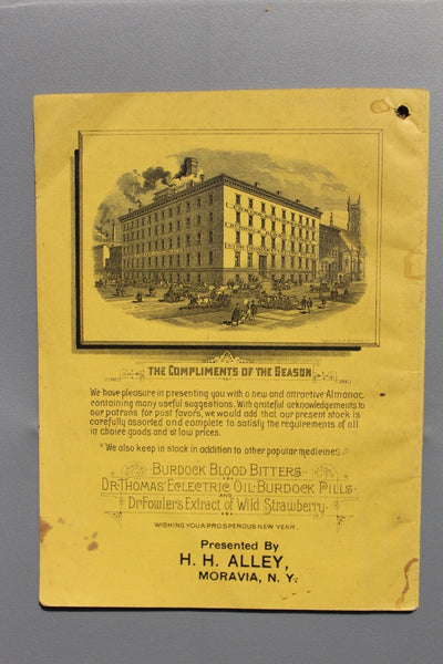 FUND RAISER - 1888 Burdock Blood Bitters ALMANAC - Very Good For Such A Rarity - Ephemera