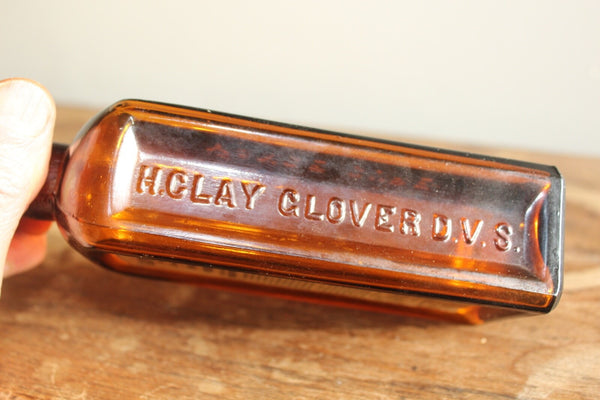 MEDICINE BOTTLE GLOVER'S MANGE MEDICINE Label Embossed Fine Condition