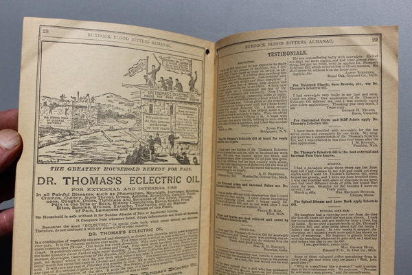FUND RAISER - 1888 Burdock Blood Bitters ALMANAC - Very Good For Such A Rarity - Ephemera