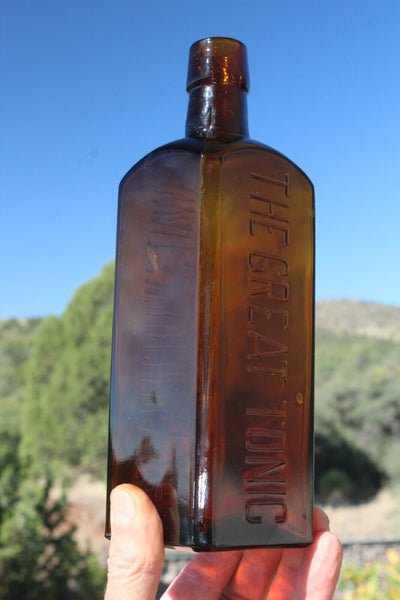 MEDICINE BOTTLE - WAIT'S WILD CHERRY TONIC THE GREAT TONIC Near Mint!