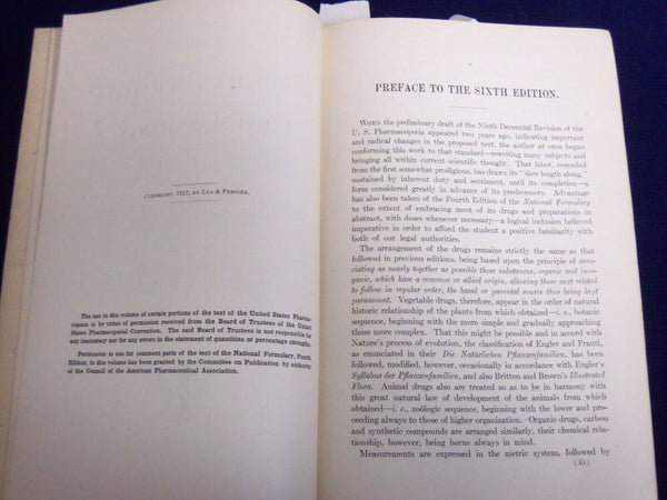 1917 MATERIA MEDICA AND PHARMACOLOGY BOOK MANUAL 6TH EDN - CULBRETH   Hardcover - EXCELLENT REFERENCE