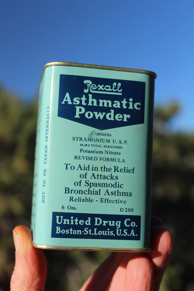 MEDICINE PHARMACY TIN REXALL ASTHMATIC POWDER United Drug Co. W/Contents MINT