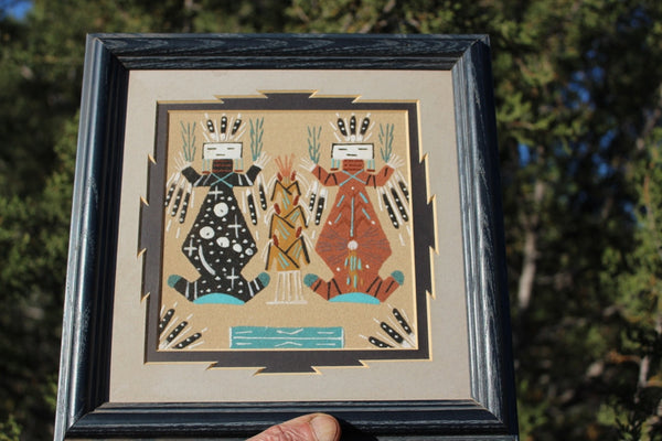 SPECIAL FUND RAISER - Navajo Sand Painting Framed By Artist Tracy Bryant - Sacred Work