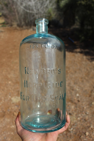FUND RAISER - Medicine Pharmacy Bottle NEWBRO'S HERPICIDE FOR THE SCALP - RARE LARGE 128 oz.
