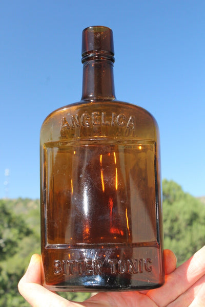 FUND RAISER - MEDICINE BOTTLE - ANGELICA BITTER TONIC JOS. TRINER CHICAGO. ILL. - Near Mint!